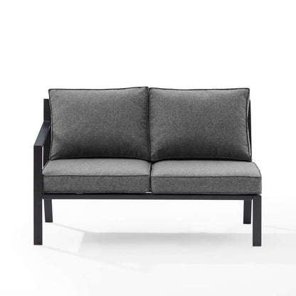 Crosley Furniture - Clark Outdoor Metal Sectional Left Side Loveseat Charcoal/Matte Black - KO70370MB-CL veiw 3