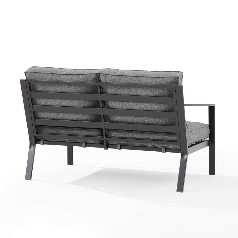 Crosley Furniture - Clark Outdoor Metal Sectional Left Side Loveseat Charcoal/Matte Black - KO70370MB-CL veiw 4