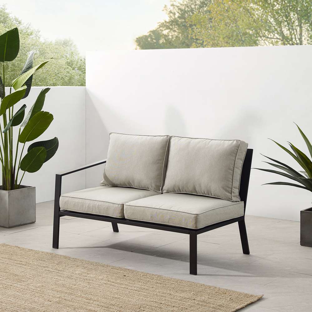 Crosley Furniture - Clark Outdoor Metal Sectional Left Side Loveseat Taupe/Matte Black - KO70370MB-TE veiw 1