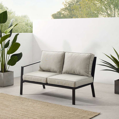 Crosley Furniture - Clark Outdoor Metal Sectional Left Side Loveseat Taupe/Matte Black - KO70370MB-TE veiw 1
