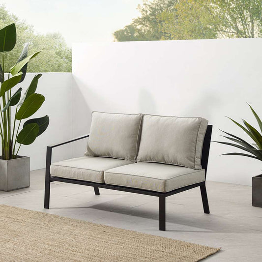 Crosley Furniture - Clark Outdoor Metal Sectional Left Side Loveseat Taupe/Matte Black - KO70370MB-TE veiw 1