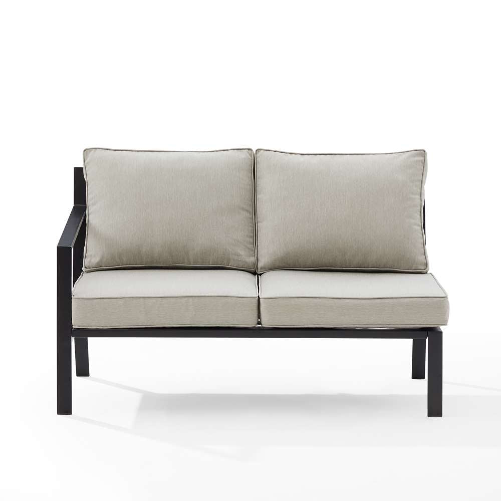Crosley Furniture - Clark Outdoor Metal Sectional Left Side Loveseat Taupe/Matte Black - KO70370MB-TE veiw 3