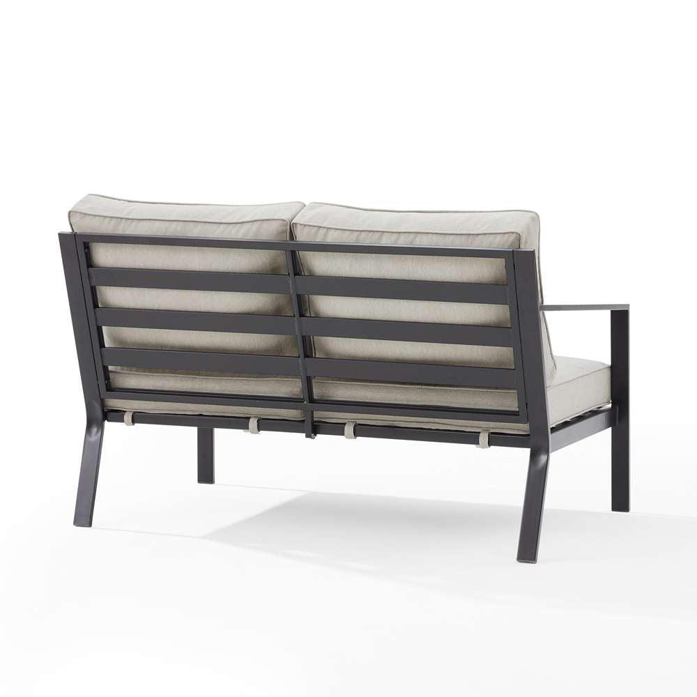 Crosley Furniture - Clark Outdoor Metal Sectional Left Side Loveseat Taupe/Matte Black - KO70370MB-TE veiw 4