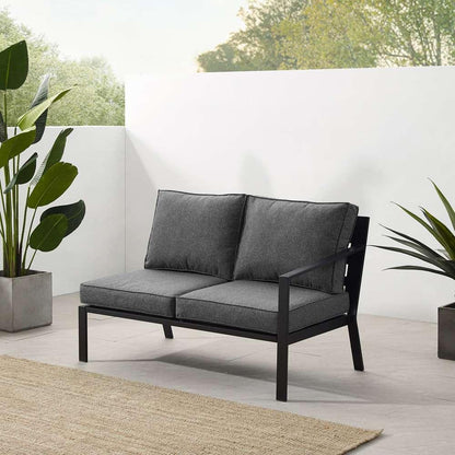 Crosley Furniture - Clark Outdoor Metal Sectional Right Side Loveseat Charcoal/Matte Black - KO70371MB-CL veiw 1