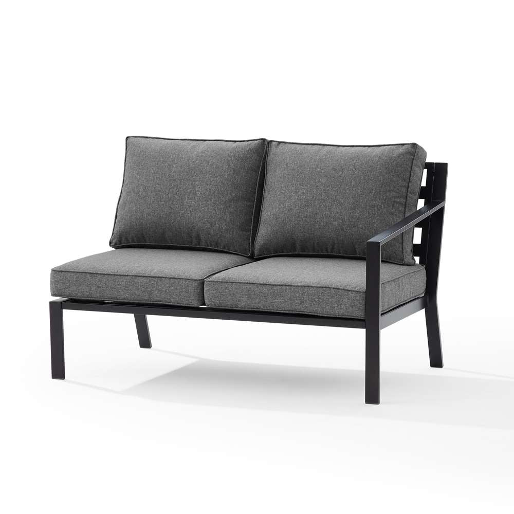 Crosley Furniture - Clark Outdoor Metal Sectional Right Side Loveseat Charcoal/Matte Black - KO70371MB-CL veiw 2