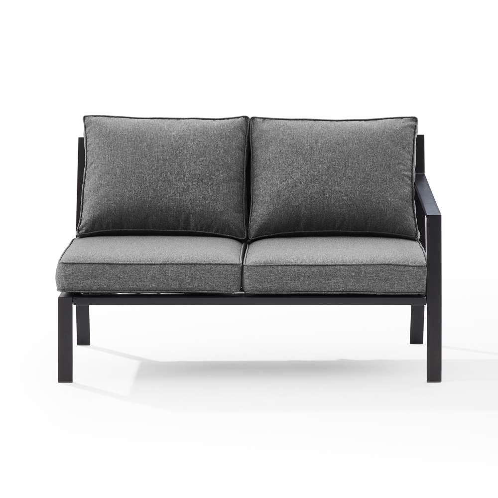 Crosley Furniture - Clark Outdoor Metal Sectional Right Side Loveseat Charcoal/Matte Black - KO70371MB-CL veiw 3