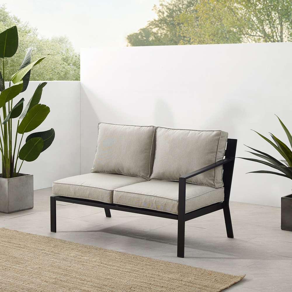 Crosley Furniture - Clark Outdoor Metal Sectional Right Side Loveseat Taupe/Matte Black - KO70371MB-TE veiw 1