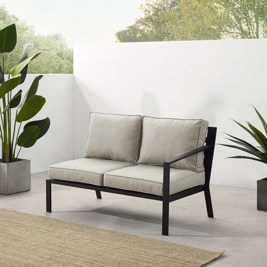 Crosley Furniture - Clark Outdoor Metal Sectional Right Side Loveseat Taupe/Matte Black - KO70371MB-TE veiw 1