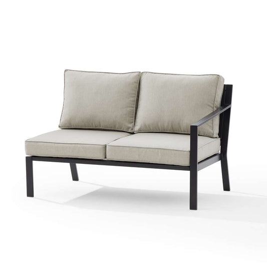Crosley Furniture - Clark Outdoor Metal Sectional Right Side Loveseat Taupe/Matte Black - KO70371MB-TE veiw 2