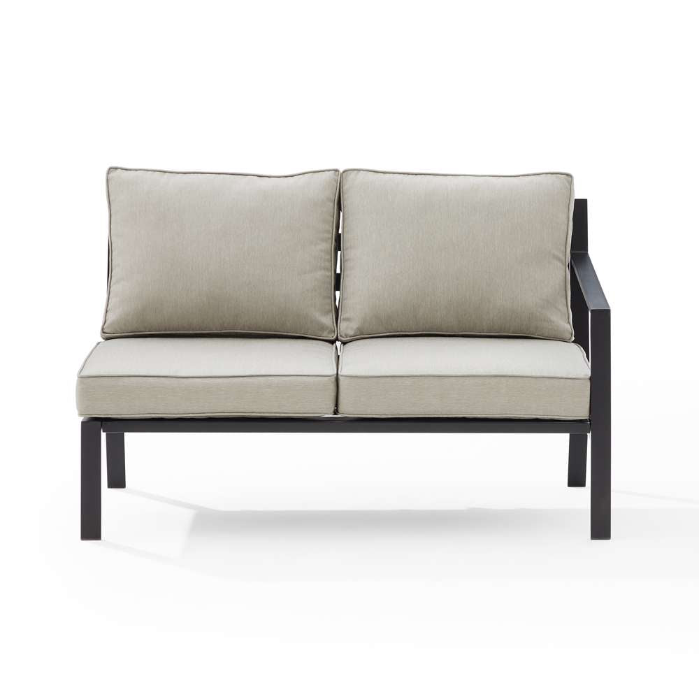 Crosley Furniture - Clark Outdoor Metal Sectional Right Side Loveseat Taupe/Matte Black - KO70371MB-TE veiw 3