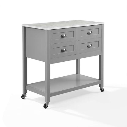 Crosley Furniture - Connell Kitchen Island/Cart Gray/White Marble - CF3036WM-GY veiw 2