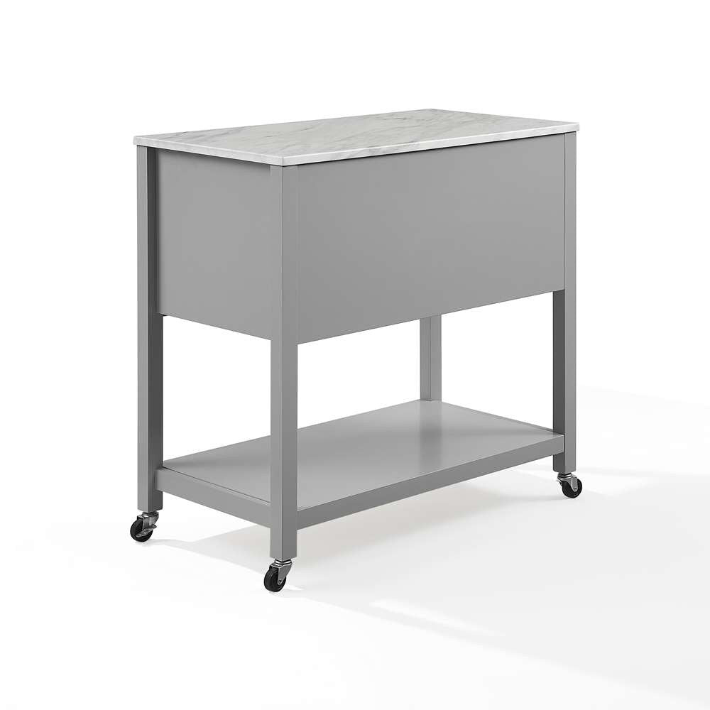 Crosley Furniture - Connell Kitchen Island/Cart Gray/White Marble - CF3036WM-GY veiw 5