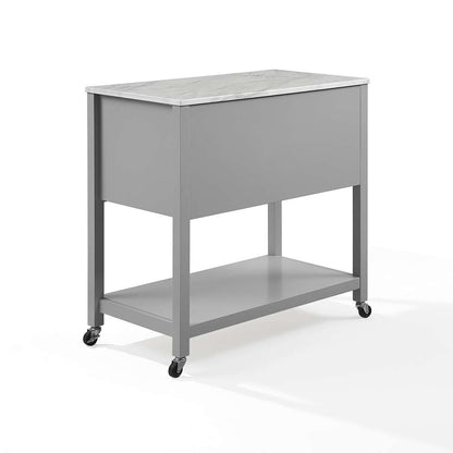 Crosley Furniture - Connell Kitchen Island/Cart Gray/White Marble - CF3036WM-GY veiw 5