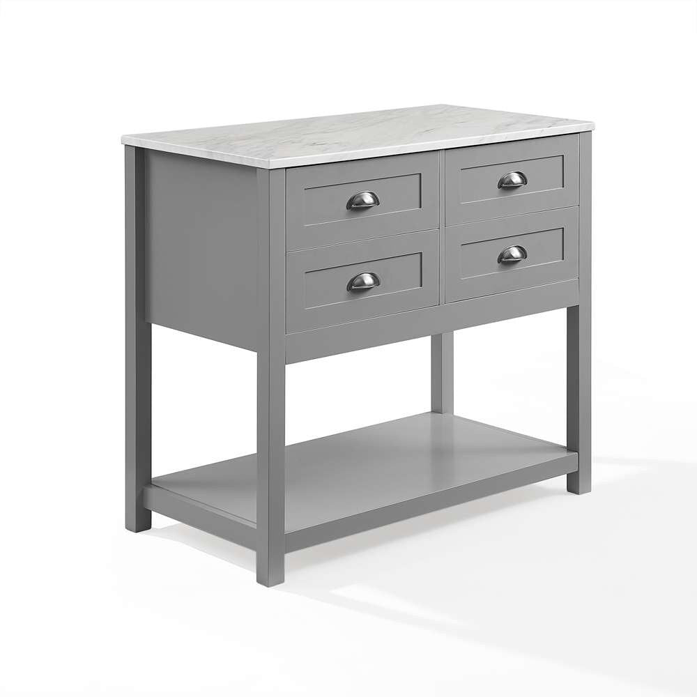 Crosley Furniture - Connell Kitchen Island/Cart Gray/White Marble - CF3036WM-GY veiw 6