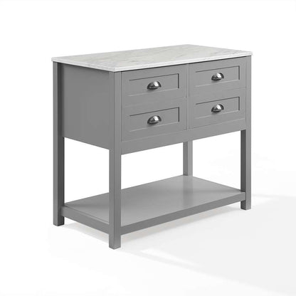 Crosley Furniture - Connell Kitchen Island/Cart Gray/White Marble - CF3036WM-GY veiw 6