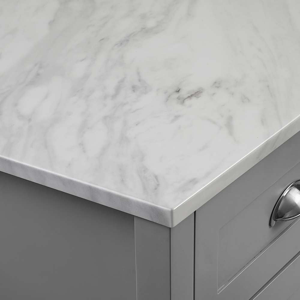 Crosley Furniture - Connell Kitchen Island/Cart Gray/White Marble - CF3036WM-GY veiw 7