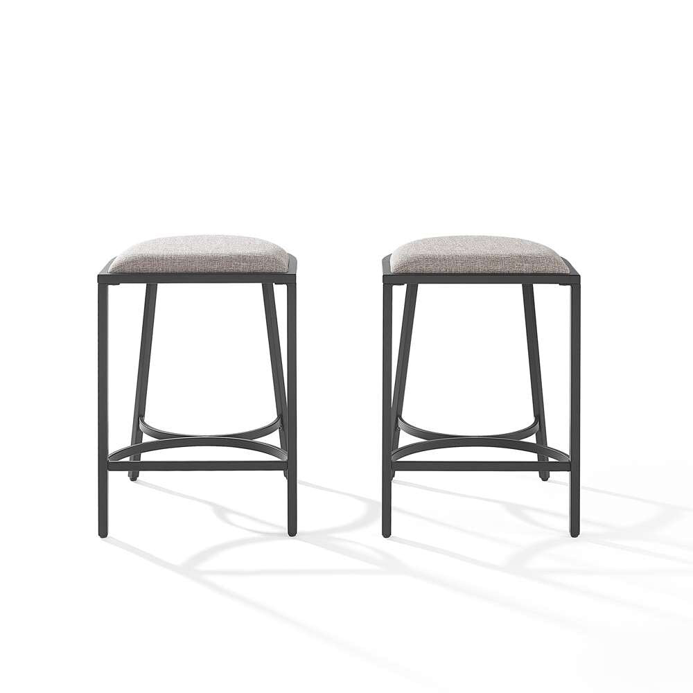 Crosley Furniture - Ellery 2Pc Counter Stool Set Gray/Matte Black - 2 Stools - CF502624MB-GY veiw 3