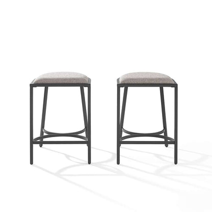 Crosley Furniture - Ellery 2Pc Counter Stool Set Gray/Matte Black - 2 Stools - CF502624MB-GY veiw 3