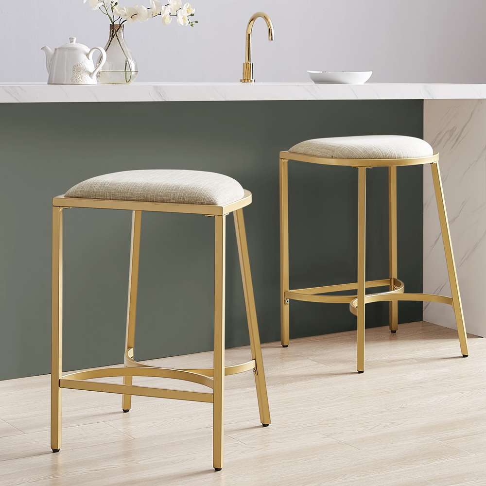 Crosley Furniture - Ellery 2Pc Counter Stool Set Oatmeal/Gold - 2 Stools - CF502624GL-OL veiw 1
