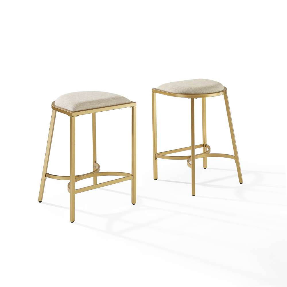 Crosley Furniture - Ellery 2Pc Counter Stool Set Oatmeal/Gold - 2 Stools - CF502624GL-OL veiw 2