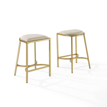 Crosley Furniture - Ellery 2Pc Counter Stool Set Oatmeal/Gold - 2 Stools - CF502624GL-OL veiw 2
