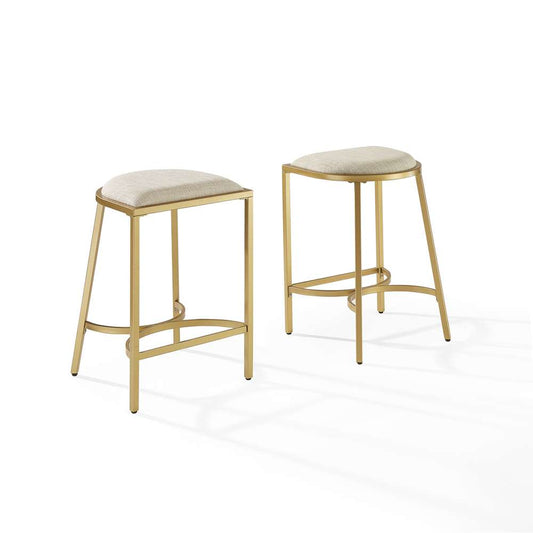 Crosley Furniture - Ellery 2Pc Counter Stool Set Oatmeal/Gold - 2 Stools - CF502624GL-OL veiw 2