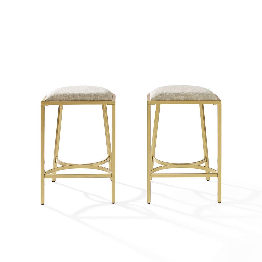 Crosley Furniture - Ellery 2Pc Counter Stool Set Oatmeal/Gold - 2 Stools - CF502624GL-OL veiw 3