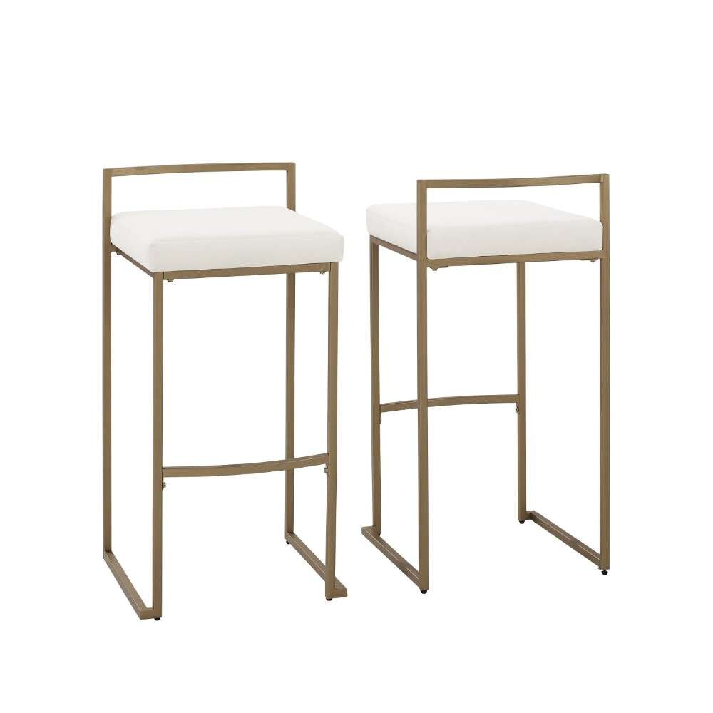 Crosley Furniture - Harlowe 2Pc Bar Stool Set Creme/ Gold (Set of 2) - CF501930-CR veiw 1