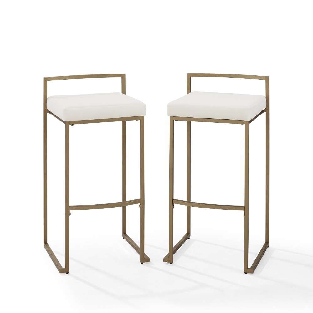 Crosley Furniture - Harlowe 2Pc Bar Stool Set Creme/ Gold (Set of 2) - CF501930-CR veiw 4