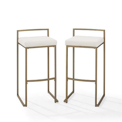 Crosley Furniture - Harlowe 2Pc Bar Stool Set Creme/ Gold (Set of 2) - CF501930-CR veiw 4