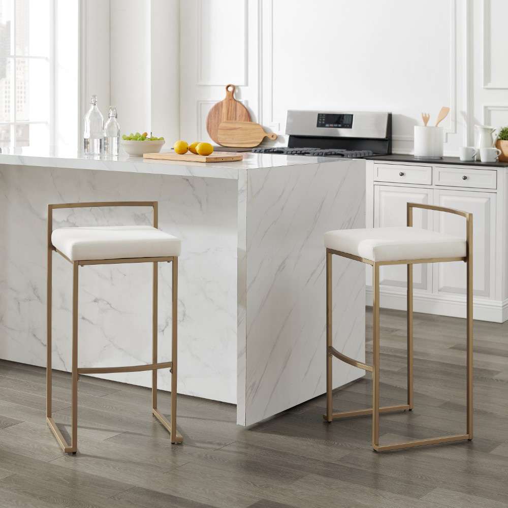 Crosley Furniture - Harlowe 2Pc Bar Stool Set Creme/ Gold (Set of 2) - CF501930-CR veiw 6