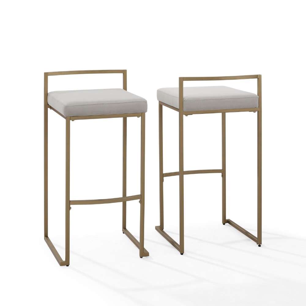 Crosley Furniture - Harlowe 2Pc Bar Stool Set Gray/ Gold (Set of 2) - CF501930-GY veiw 2