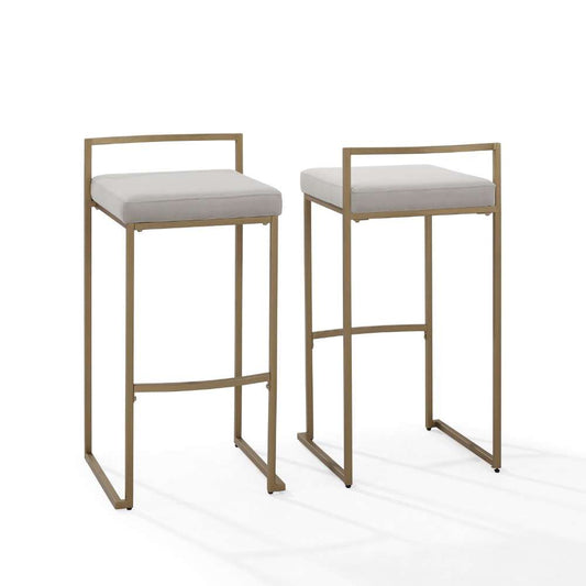 Crosley Furniture - Harlowe 2Pc Bar Stool Set Gray/ Gold (Set of 2) - CF501930-GY veiw 2