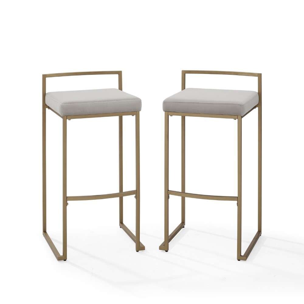 Crosley Furniture - Harlowe 2Pc Bar Stool Set Gray/ Gold (Set of 2) - CF501930-GY veiw 5