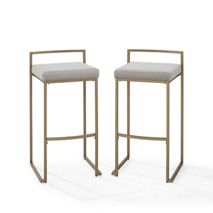 Crosley Furniture - Harlowe 2Pc Bar Stool Set Gray/ Gold (Set of 2) - CF501930-GY veiw 5