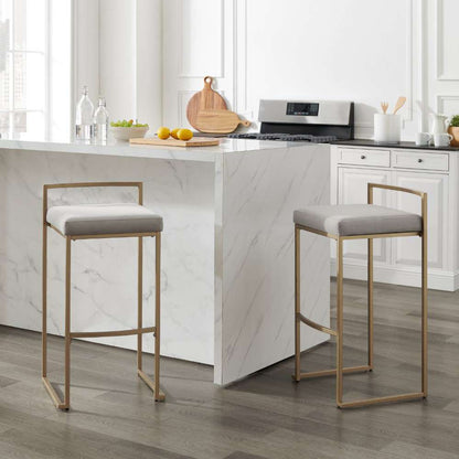 Crosley Furniture - Harlowe 2Pc Bar Stool Set Gray/ Gold (Set of 2) - CF501930-GY veiw 6