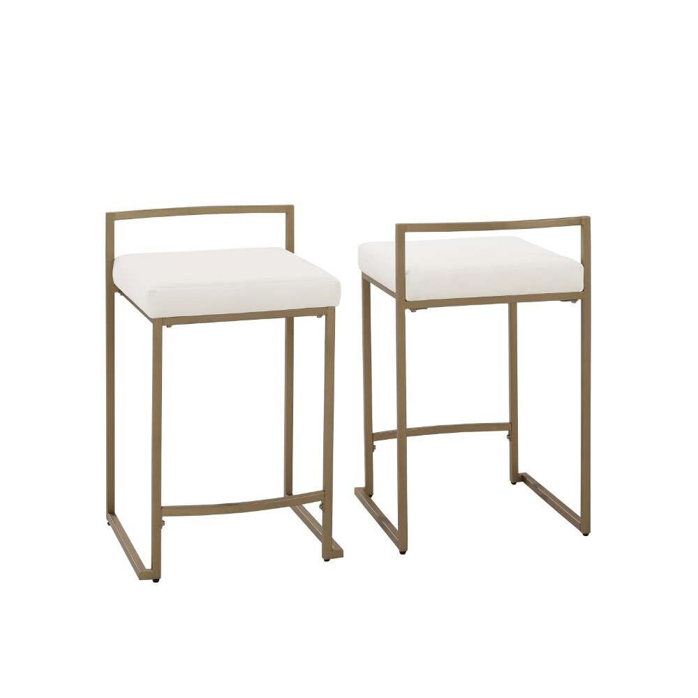 Crosley Furniture - Harlowe 2Pc Counter Stool Set Creme/ Gold (Set of 2) - CF501924-CR veiw 1