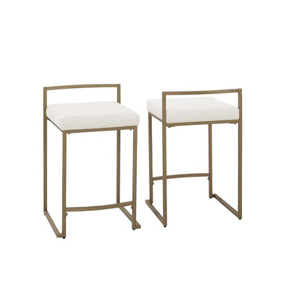 Crosley Furniture - Harlowe 2Pc Counter Stool Set Creme/ Gold (Set of 2) - CF501924-CR veiw 1