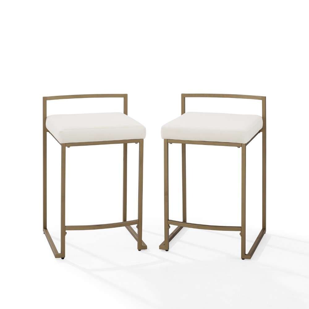 Crosley Furniture - Harlowe 2Pc Counter Stool Set Creme/ Gold (Set of 2) - CF501924-CR veiw 2