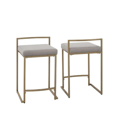 Crosley Furniture - Harlowe 2Pc Counter Stool Set Gray/ Gold (Set of 2) - CF501924-GY veiw 1