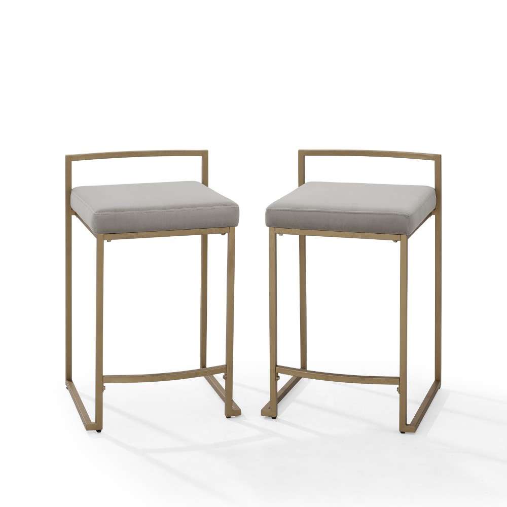 Crosley Furniture - Harlowe 2Pc Counter Stool Set Gray/ Gold (Set of 2) - CF501924-GY veiw 2