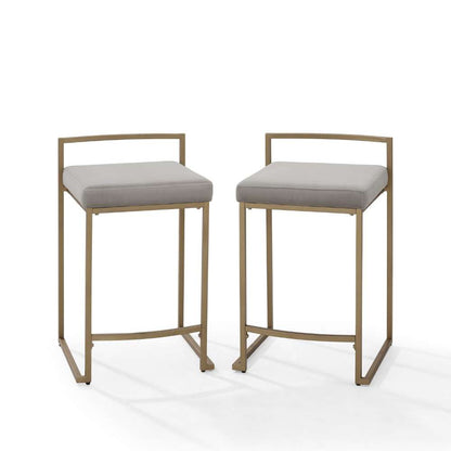 Crosley Furniture - Harlowe 2Pc Counter Stool Set Gray/ Gold (Set of 2) - CF501924-GY veiw 2