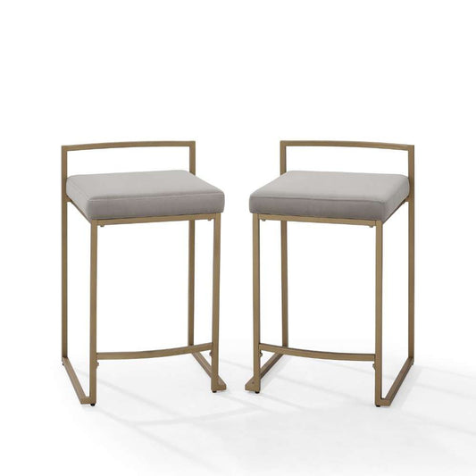 Crosley Furniture - Harlowe 2Pc Counter Stool Set Gray/ Gold (Set of 2) - CF501924-GY veiw 2