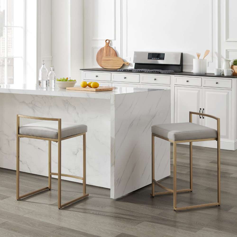 Crosley Furniture - Harlowe 2Pc Counter Stool Set Gray/ Gold (Set of 2) - CF501924-GY veiw 6