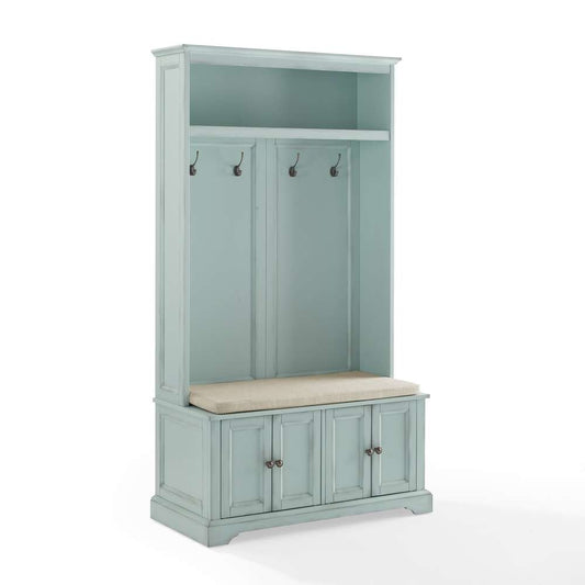 Crosley Furniture - Holbrook Hall Tree Distressed Seafoamblue/Oatmeal - CF6039-BL veiw 2