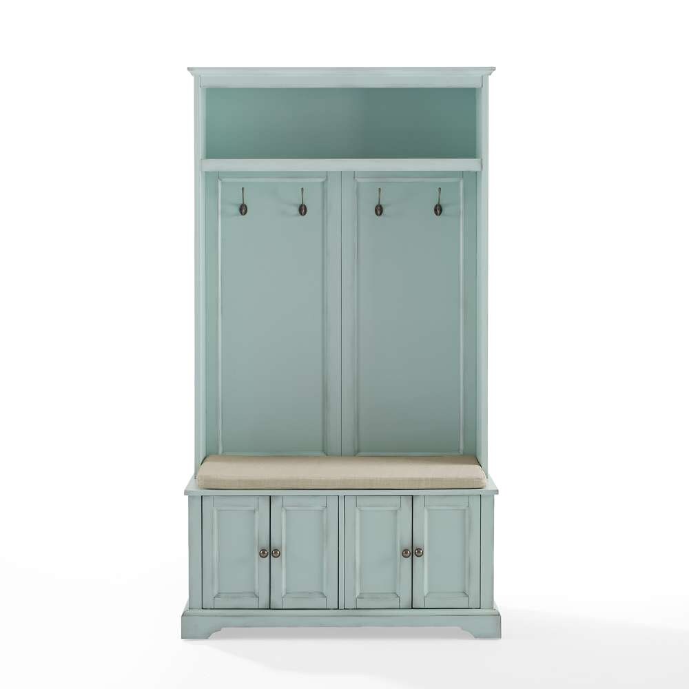 Crosley Furniture - Holbrook Hall Tree Distressed Seafoamblue/Oatmeal - CF6039-BL veiw 3