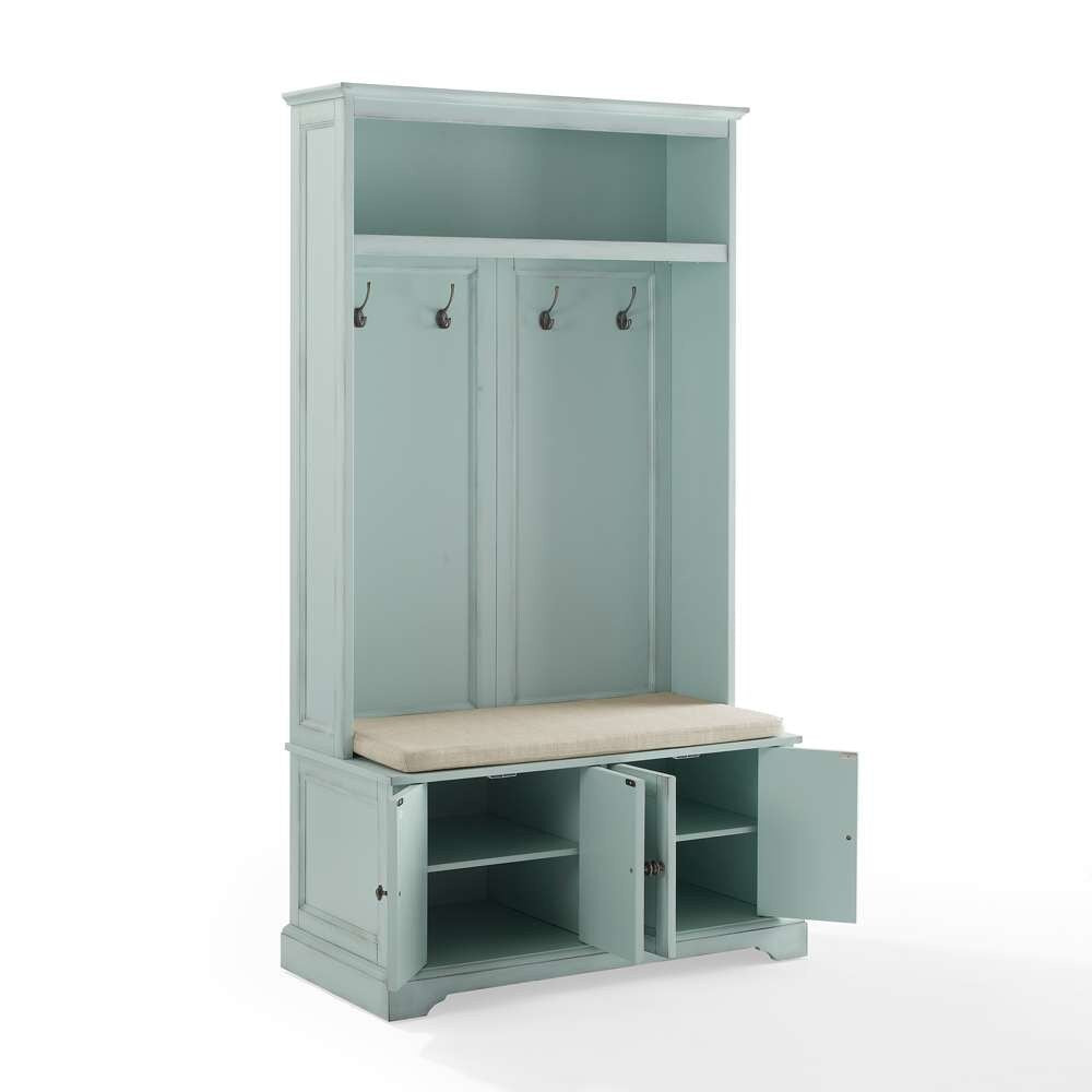 Crosley Furniture - Holbrook Hall Tree Distressed Seafoamblue/Oatmeal - CF6039-BL veiw 4