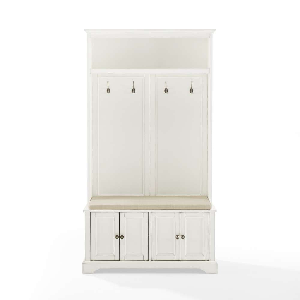 Crosley Furniture - Holbrook Hall Tree Distressed White/Oatmeal - CF6039-WH veiw 3