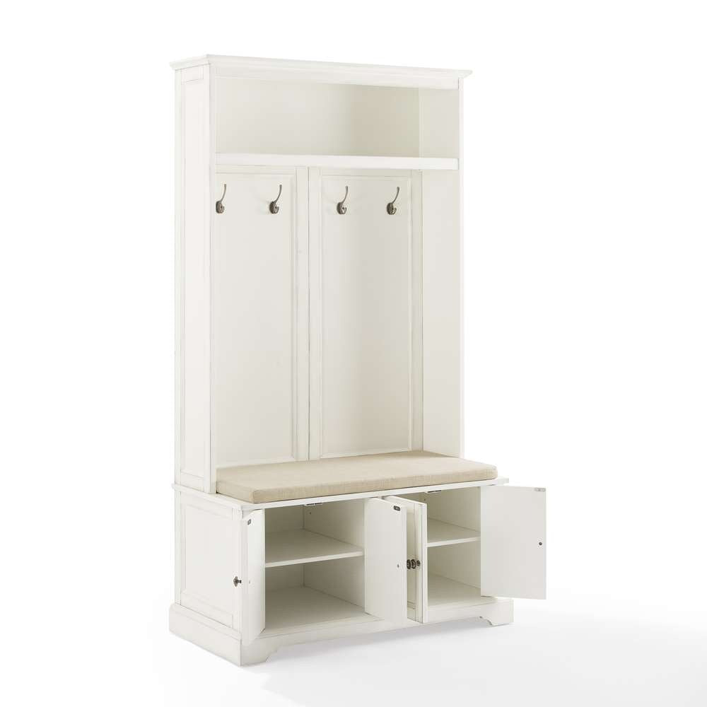 Crosley Furniture - Holbrook Hall Tree Distressed White/Oatmeal - CF6039-WH veiw 4