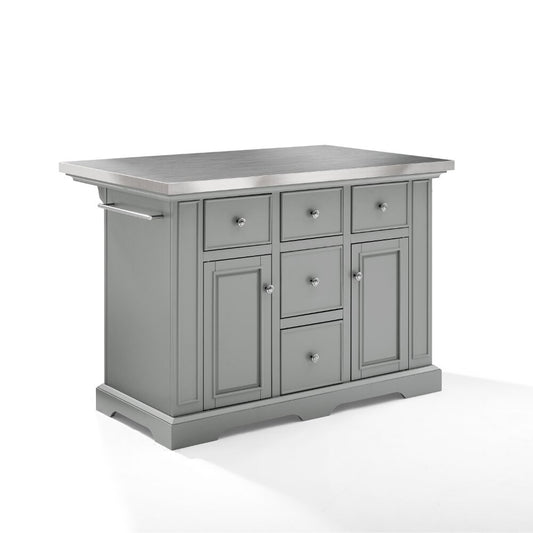 Crosley Furniture - Julia Kitchen Island Gray/Stainless Steel - KF30025AGY veiw 1